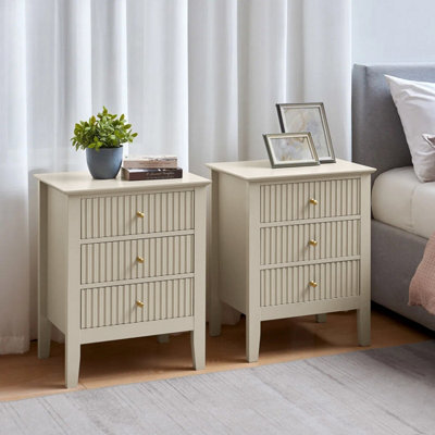 Melody Maison Pair Of 3 Drawer Bedside TablesHales Taupe Range from B&Q