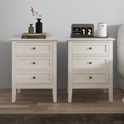 Melody Maison Pair Of 3 Drawer Bedside TableRowley Pale Cream Range from B&Q