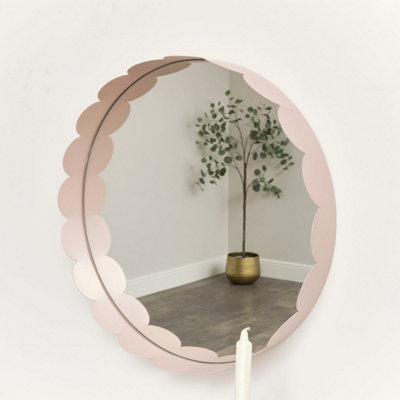 Melody Maison Light Pink Scallop Framed Round Mirror50Cm X 50Cm from B&Q