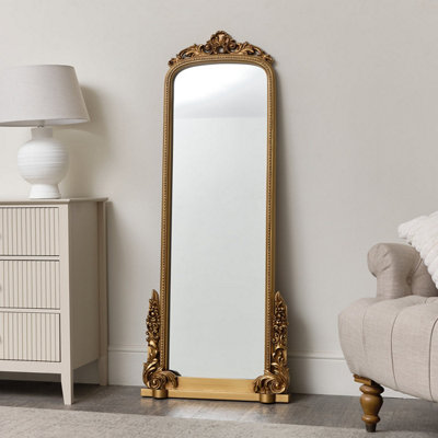 Melody Maison Large Tall Arch Antique Ornate Mirror - 150Cm X 60Cm Gold