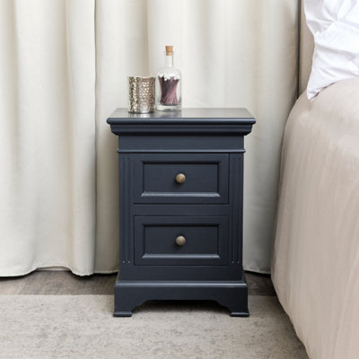 Melody Maison Navy Black Two Drawer Bedside TableDaventry Navy Black Range from B&Q