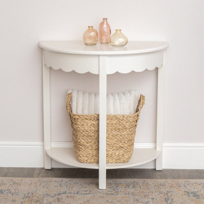 Melody Maison Ivory Scalloped Half Moon Console Table With Shelf78Cm X 80Cm from B&Q