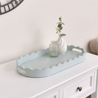 Melody Maison Pale Blue Oblong Scalloped Tray50Cm from B&Q
