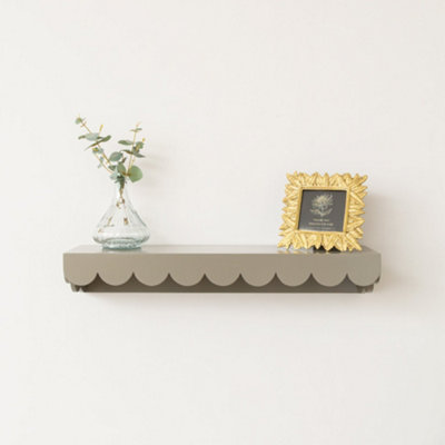 Melody Maison Large Taupe Scalloped Wall Storage Shelf61Cm from B&Q
