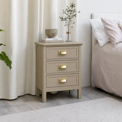 B&Q -  3 Drawer Bedside TableLawrence Taupe Range