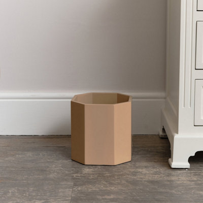 Melody Maison Mocha Brown Wooden Octagonal Edge Waste Paper Bin from B&Q