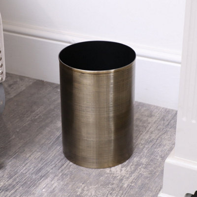 Melody Maison Brass Gold Textured Metal Waste Bin from B&Q