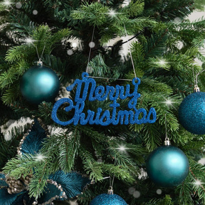 Melody Maison Navy Blue Glitter Merry Christmas Sign19.5Cm from B&Q