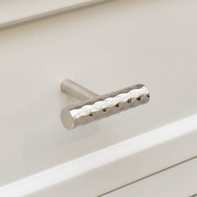 B&Q -  Silver Metal Hammered Drawer Bar Pull Handle 5.5Cm