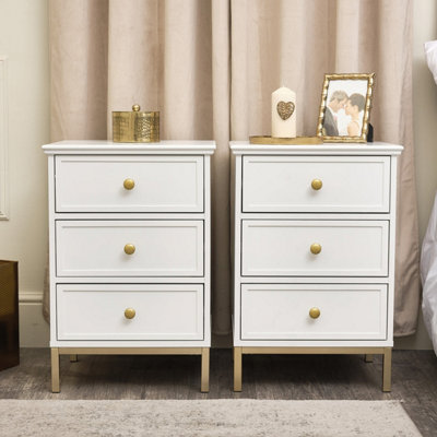 Melody Maison Pair Of White Three Drawer Bedside TablesAisby White Range from B&Q