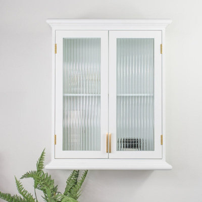 Melody Maison White Reeded Glass Wall Cabinet from B&Q