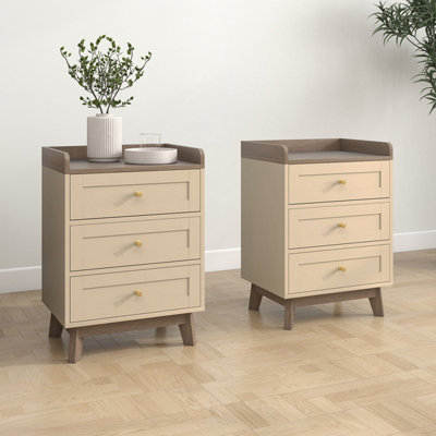 Melody Maison Pair Of Cream 3 Drawer Bedside TablesOswin Range from B&Q