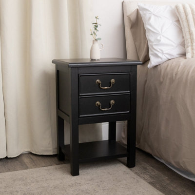 Melody Maison Black 2 Drawer Bedside Table With ShelfBriggs Range from B&Q