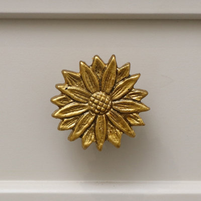 Melody Maison Large Gold Sunflower Drawer Knob from B&Q