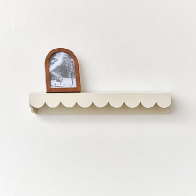 Melody Maison Large Pale Taupe Scalloped Wall Storage Shelf61Cm from B&Q