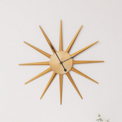 Melody Maison Gold Metal Starburst Detail Wall Clock60Cm X 60Cm from B&Q