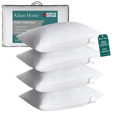 Adam Home Pillows 4 Pack Hotel Quality Side Sleeper Bounce Back Bed Pillow Hypoallergenic & Anti Dust Mite Resistant Filled Of 4 from B&Q