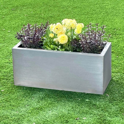 Gardening Naturally Aluzinc Trough Garden Planter Black from B&Q