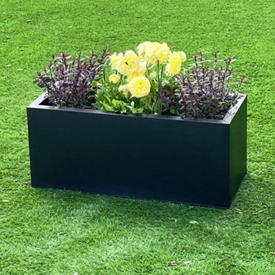 Gardening Naturally Aluzinc Trough  Garden Planter Black from B&Q