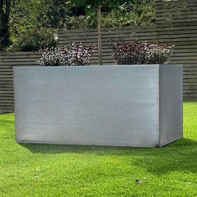 Gardening Naturally Premium Lined Aluzinc Trough Patio Planter Silver from B&Q