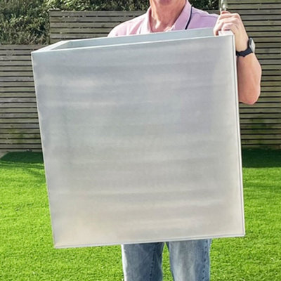 Gardening Naturally 64Cm Aluzinc Cube Patio Planter Silver from B&Q