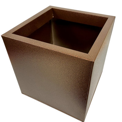 Gardening Naturally 40Cm Aluzinc Cube Patio Planter Bronze from B&Q