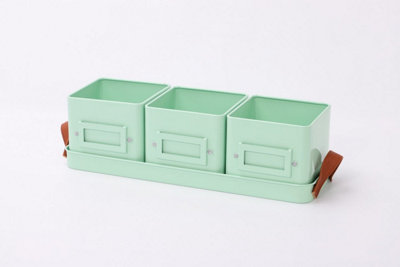 Gardening Naturally Mint Green Pots & Tray Only from B&Q