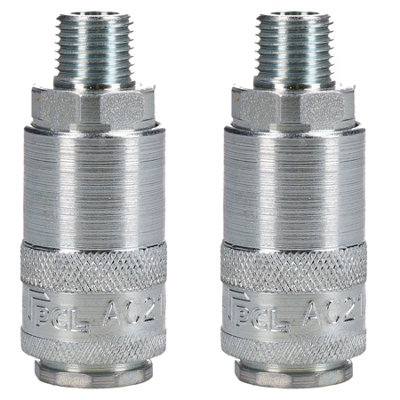 B&Q -  Pcl Airflow Coupler 1/4" Bsp Male Thread Air Coulping Hose Fitting Ac21Cm X 2