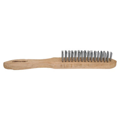 AB Tools 4 Row Wire Steel Brush Cleaner Cleaning Rust Paint Removal Wooden Handle from B&Q