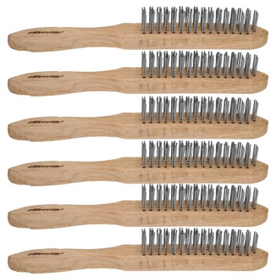 AB Tools 6 X 4 Row Wire Steel Brush Cleaner Rust Paint Removal Wooden Handle from B&Q