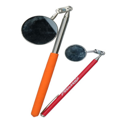 B&Q -  30mm And 50mm Round Circular Inspection Telescopic Extendable Mirrors 2Pc Kit