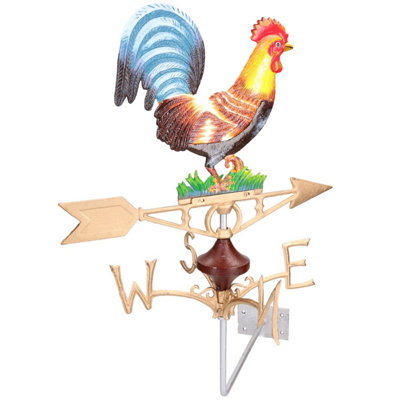 AB Tools Cockerel Chicken Hen Weather Vane Vain Wall Mount Gold House Roof Cast Iron from B&Q