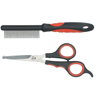 AB Tools Soft Protection Mediumtoothed Detanging Comb & Ear/face Scissors For Dog Cat from B&Q