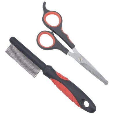 AB Tools Soft Protection Fine Toothed Detangling Comb & Ear/face Scissors For Dog Cat from B&Q
