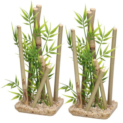 AB Tools 2 Aquatic Aquarium Decor Bamboo Stick Medium Fish Tank Ornaments 9X11X25Cm from B&Q