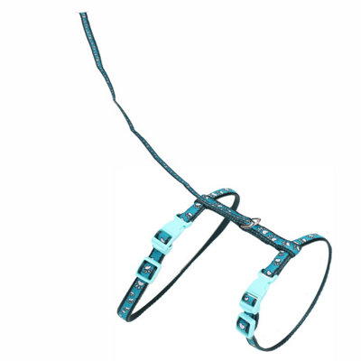 AB Tools Turquoise Small Animal Paw Print Harness & Lead (Neck14-20/chest18-28Cm) from B&Q