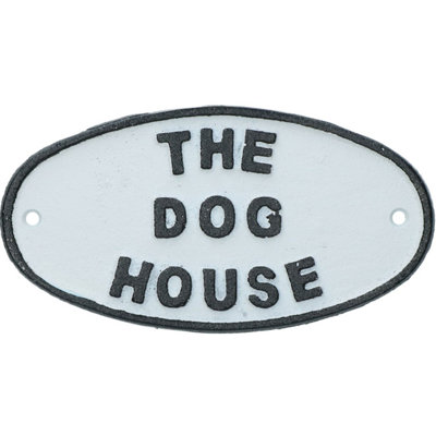 Ab Tools The Dog House Cast Iron Sign Plaque Door Wall House Fence Gate Garden Shed White/Black