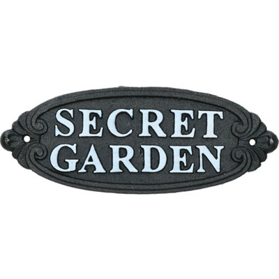 AB Tools Secret Garden Cast Iron Sign Plaque Door Wall House Gate Fence Post Rustic from B&Q