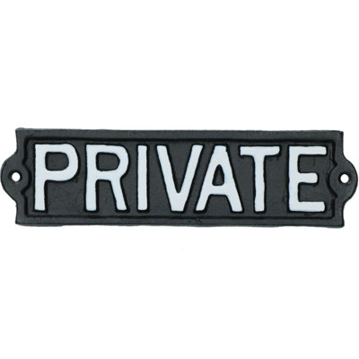 AB Tools Private Black Sign Cast Iron Sign Plaque Door Wall House Gate Garden Office from B&Q