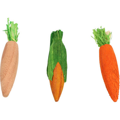 AB Tools Small Animals Boredom Breaker Woodies 3D Veg Shaped Nibble Stix Toy 3Pk from B&Q