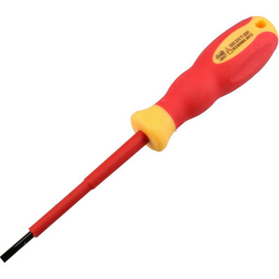 B&Q -  3mm X 75mm Vde Insulated Soft Grip Electrical Electricians Screwdriver Flat