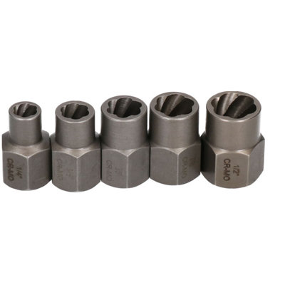 B&Q -  3/8" Drive Shallow Bolt Extractor Remover Removal Set 1/4"1/2" 5Pc