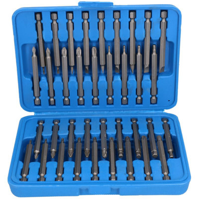 AB Tools Extra Long 75mm Screwdriver Power Bit Set Phillips Pozi Hex Torx Flat Spline from B&Q