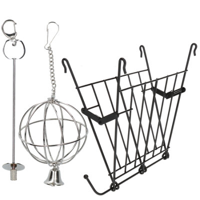 AB Tools Small Animals Folding Hay Rack,treat Ball & Fruit Skewer For RabbitsGunea Pigs from B&Q