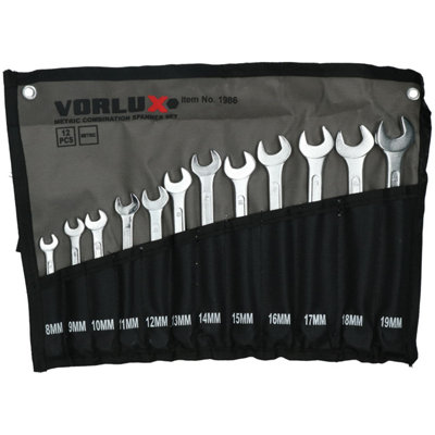 AB Tools Metric Combination Spanner Set Wrench Ring Open Ended 8mm19mm 12Pc from B&Q