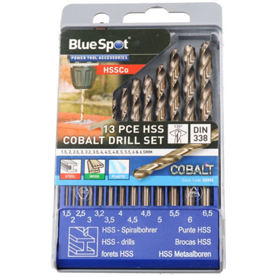 AB Tools 13Pc Hss Cobalt Twist Drill Bit Set Metric mm Sizes 1.5mm6.5mm Drilling from B&Q