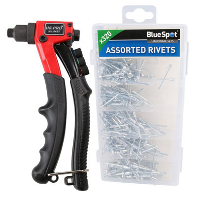 Ab Tools Single Hand Compact Pot Pop Riveter Rivet Tool 2.4Mm - 4.8Mm + 320 Alu Rivets Size 4