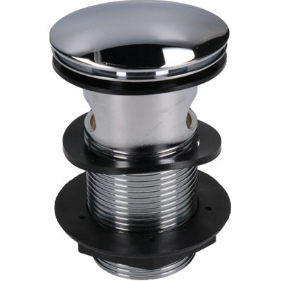 B&Q -  1-1/4" (32mm) Push-Button Quick-Clac Chrome-Plated Brass Basin Bath Plug Slotted