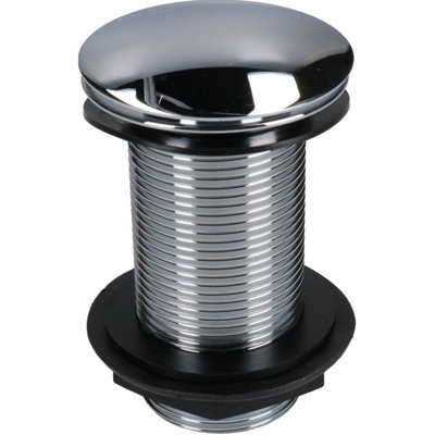 B&Q -  1-1/4" 32mm Push-Button Quick-Clac Chrome-Plated Brass Basin Bath Plug Unslotted