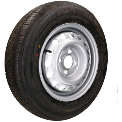 AB Tools Trailer 155/80R13 Tyre And Wheel Rim 84N 500Kg 100mm Pcd 4 Stud from B&Q